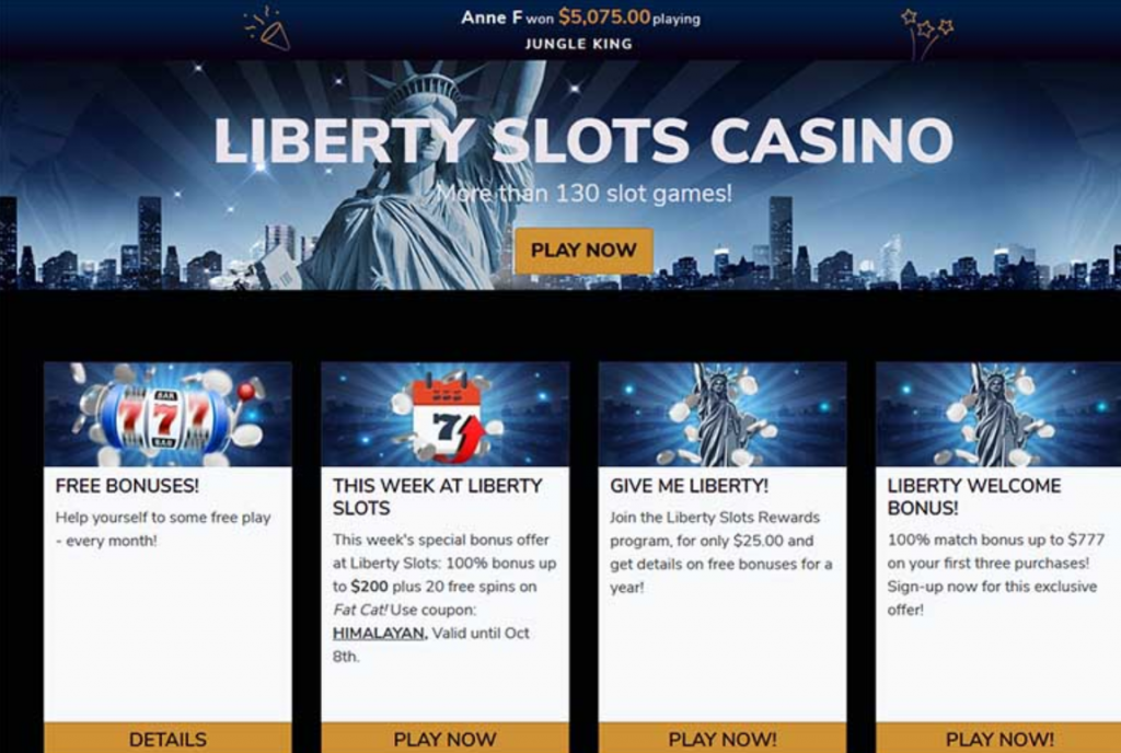 No deposit bonuses at Liberty Casino 1